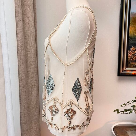 Endless Rose Embellished Cream Tank Top – Size Small - Picture 4 of 7